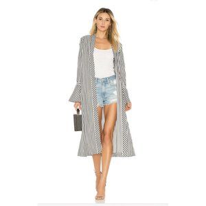 L'Academie Alex Duster Grey White Stripe Shirt XS